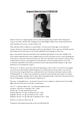 A preview of a PDF biography for Cent, Walerian